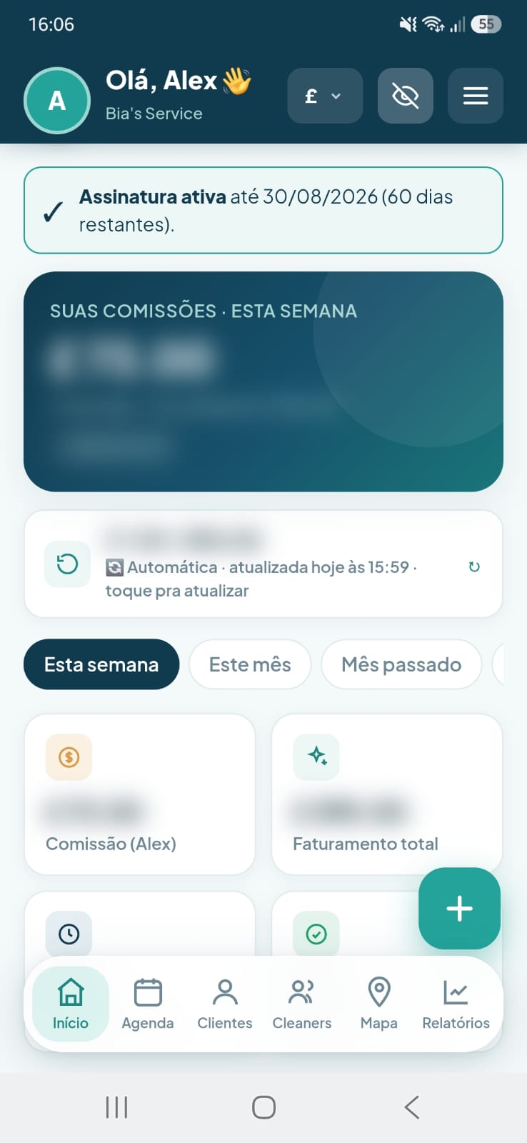 Print do modo privacidade do Bia's Service